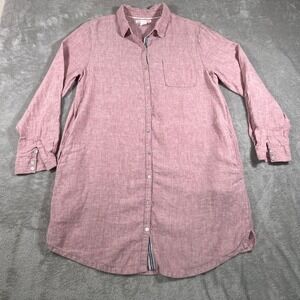 C&C California Linen Shirt Dress Womens XL Red Long Sleeve Button Down Summer